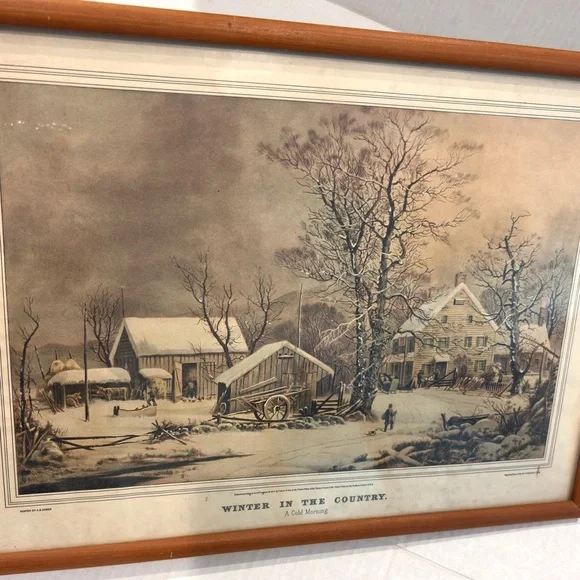 Vintage Art Print 15x11 Winter in the Country